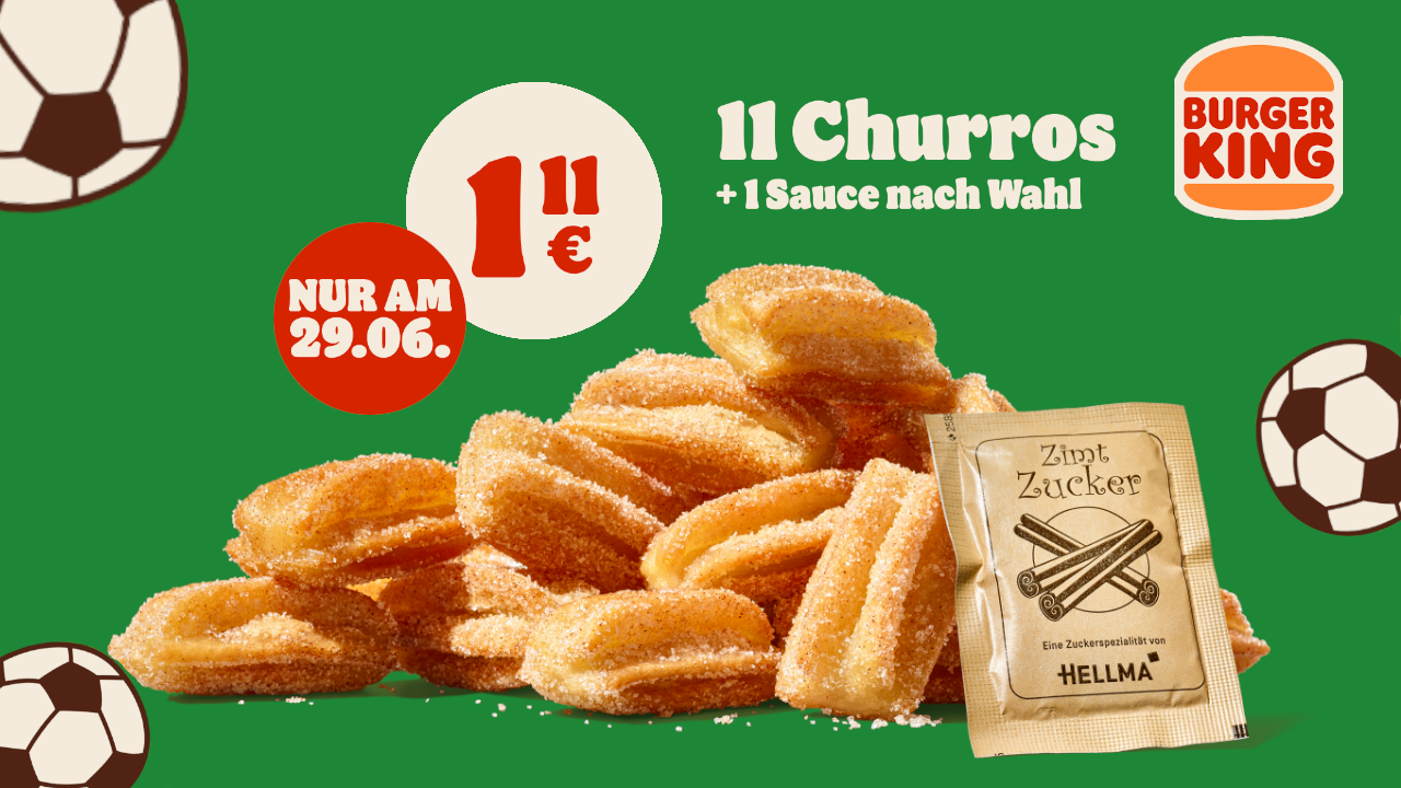 Burger King 11 Churros Sauce Für 1 11€ Zum Deutschlandspiel Em 2024 Leakbuy