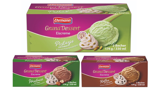 Ehrmann Grand Dessert Eiscreme - Pistazie, Haselnuss und Kaffee
