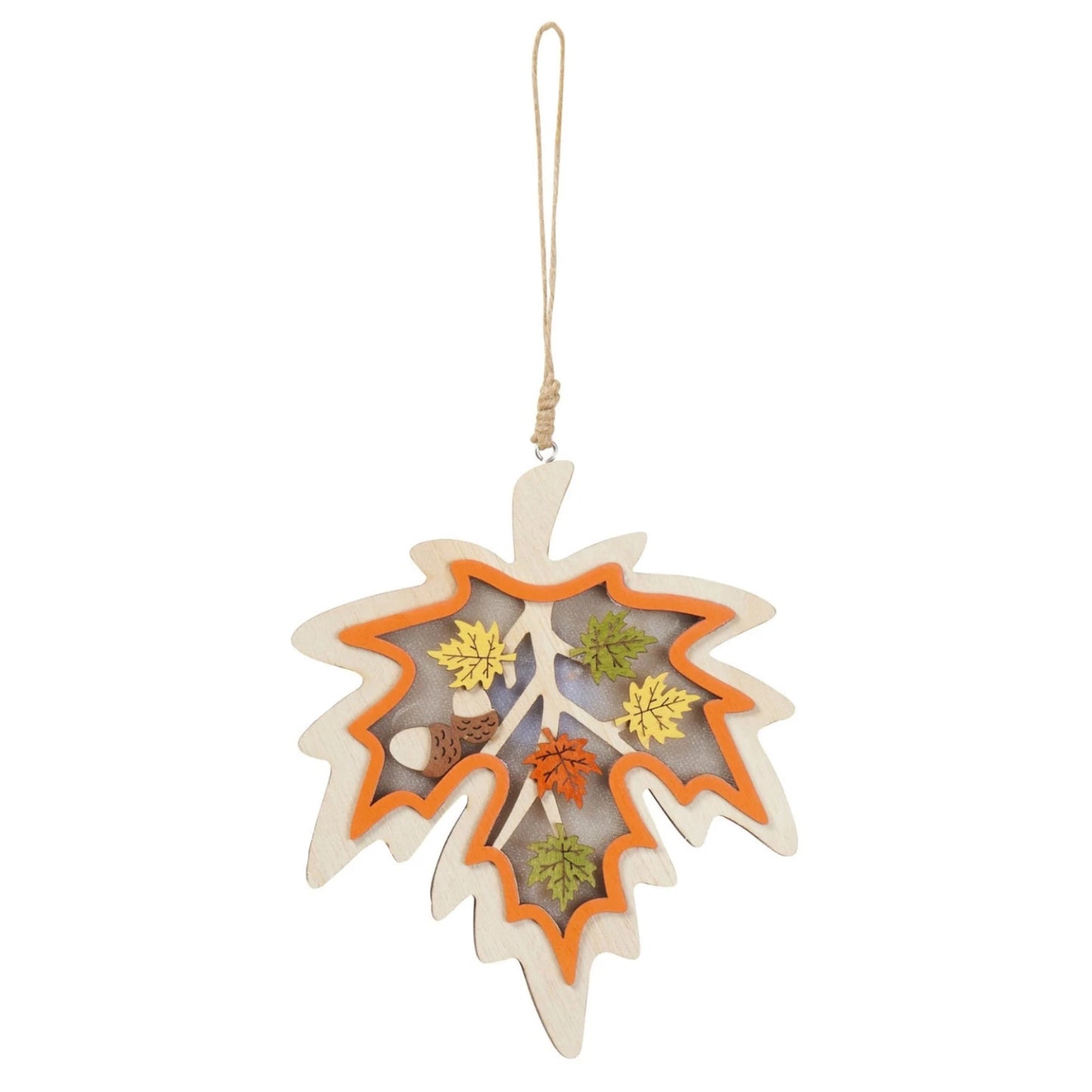 Ahorn Blatt mit LED Herbstdeko Beleuchtung Holz Girlande Fensterdeko Tischdeko