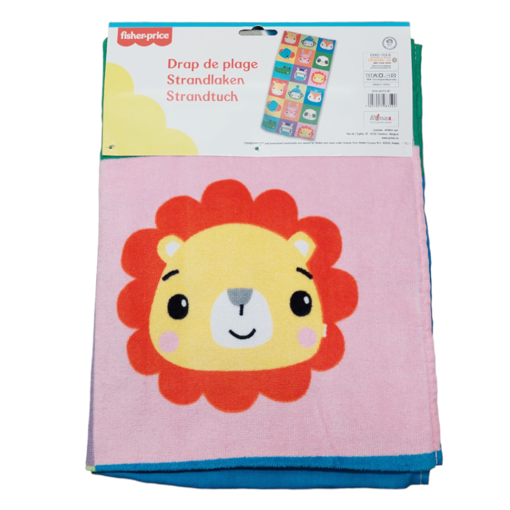 Fisher Price Baby Strandtuch Handtuch Duschtuch 70x140cm Süße Tiergesichter