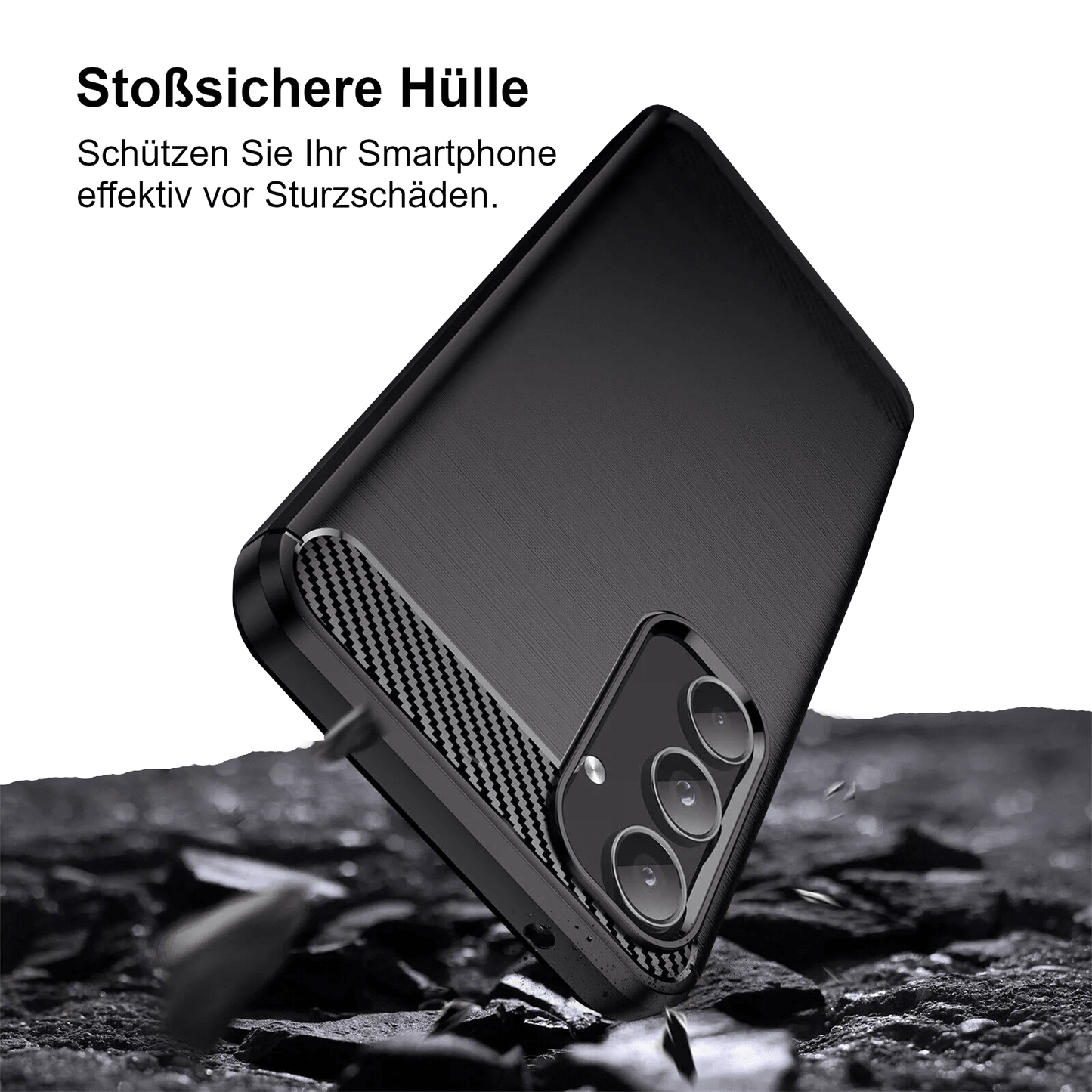 Schutz Hülle für Samsung Galaxy A55 5G Handyhülle Carbon Silikon Case Stoßfeste