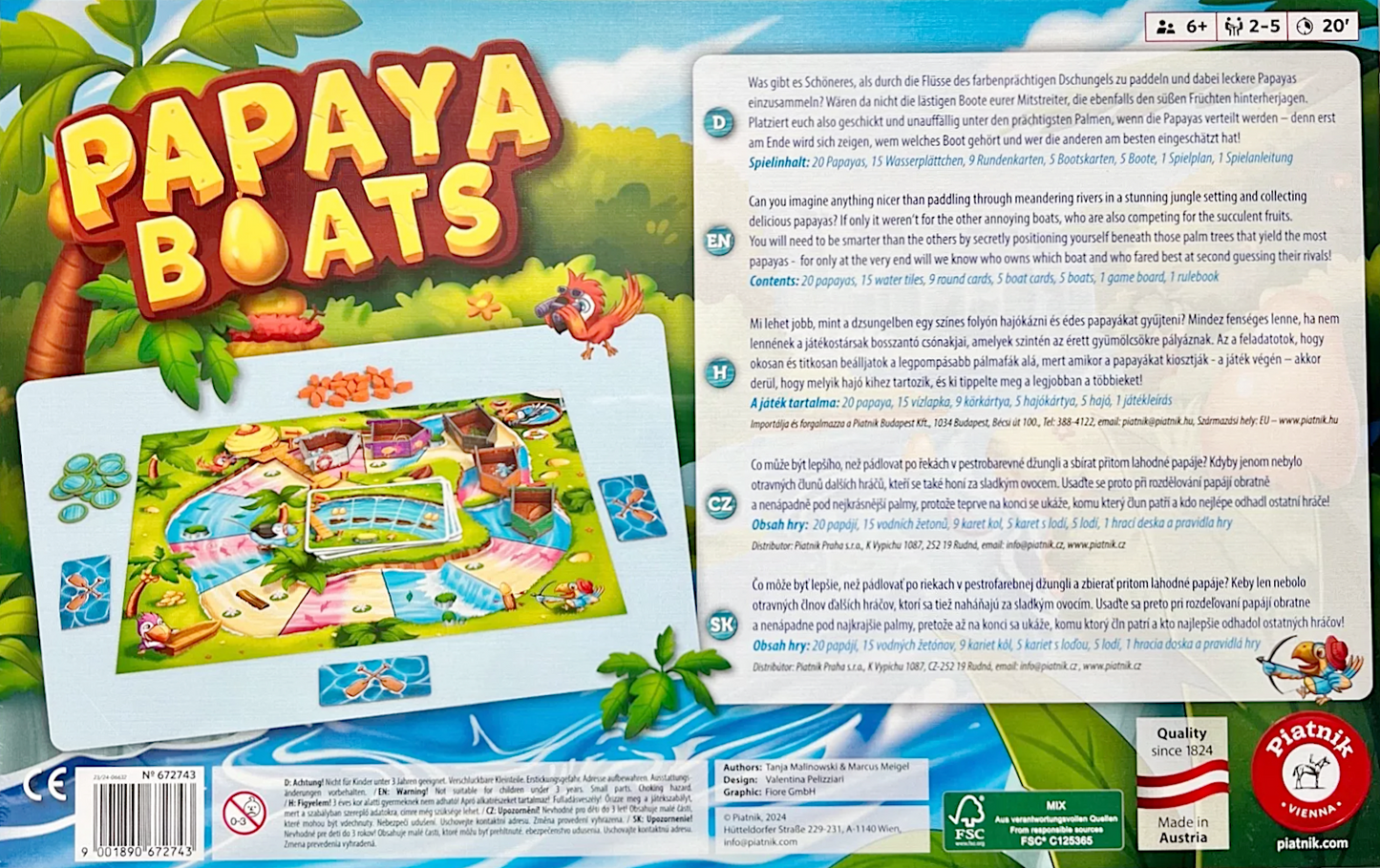 Piatnik Papaya Boats Gesellschaftsspiel Brettspiel Kinderspiel Legespiel