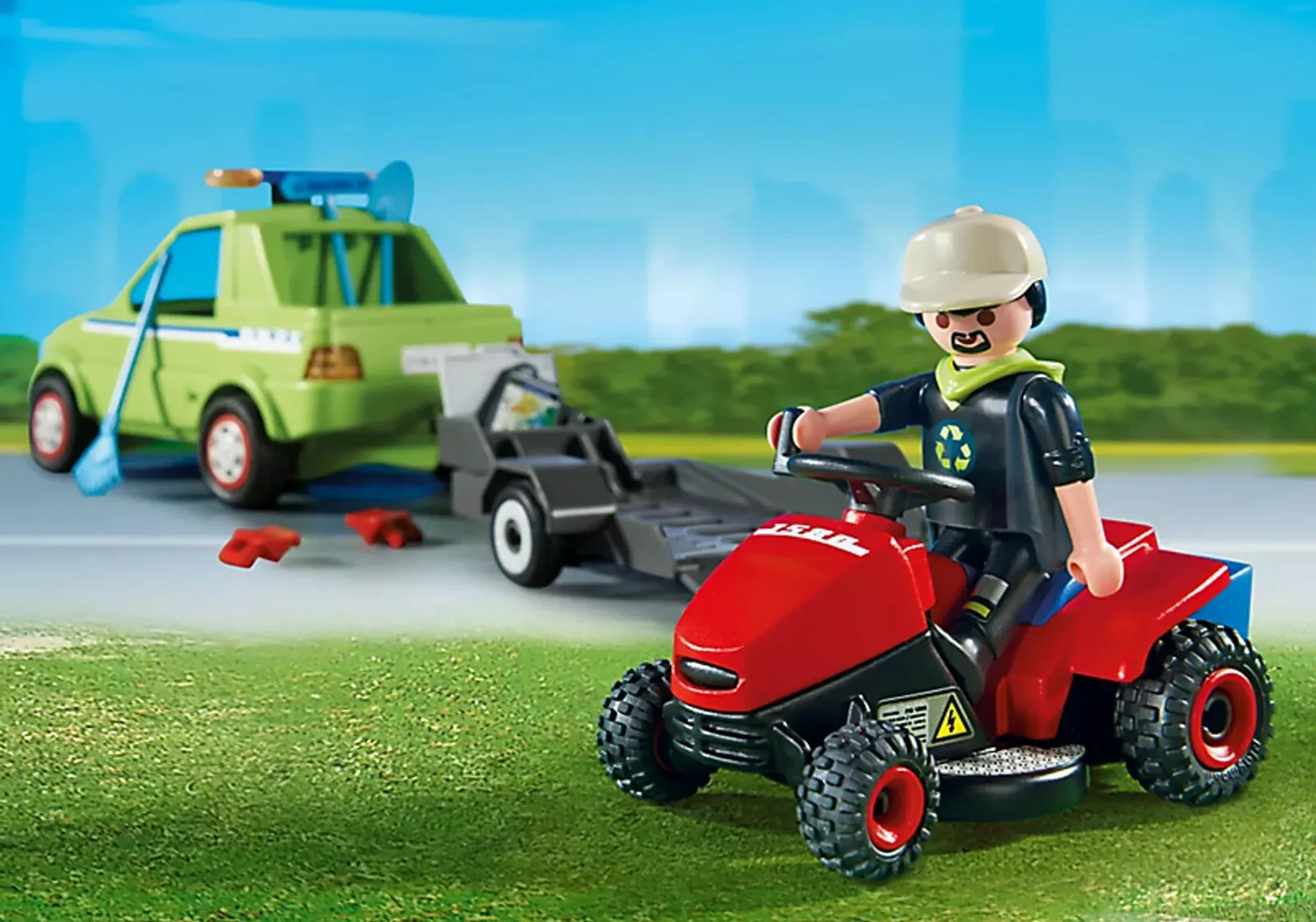 Playmobil 6111 - Action Heroes - Gartenpfleger mit Auto, Anhänger und Rasenmäher