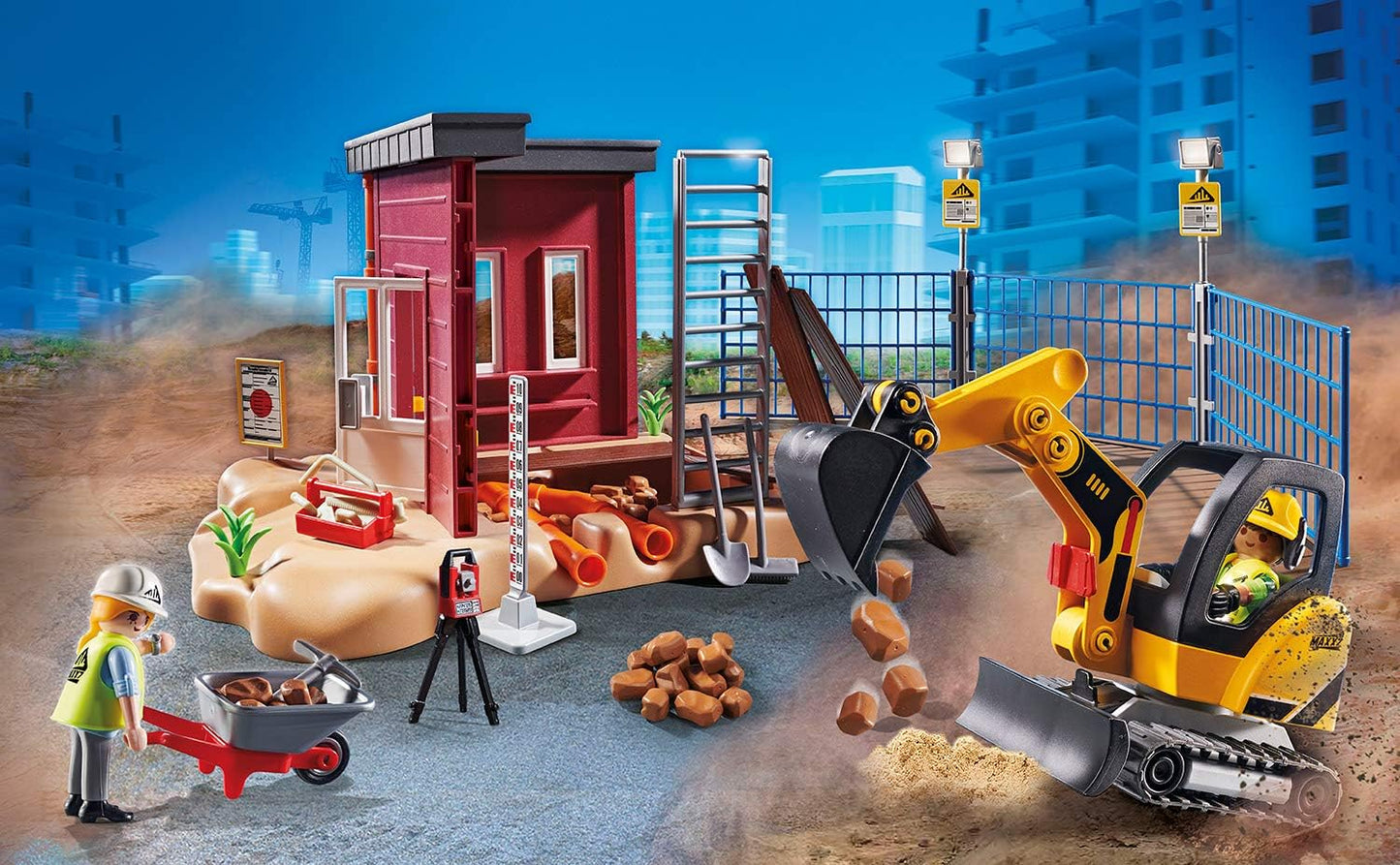 Playmobil 70443 - City Action - Baustelle mit Minibagger Großbaustelle