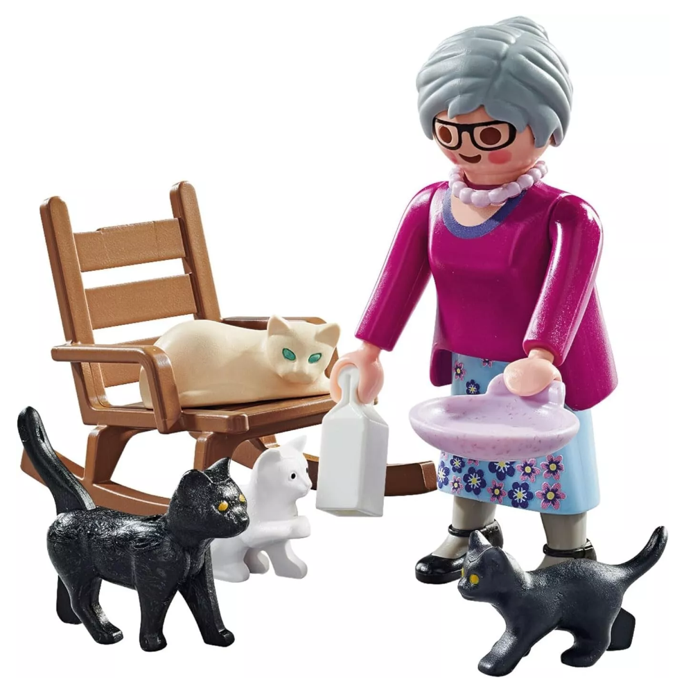 Playmobil 71172 - Oma mit Katzen, Perlenkette & Schaukelstuhl, Zubehör
