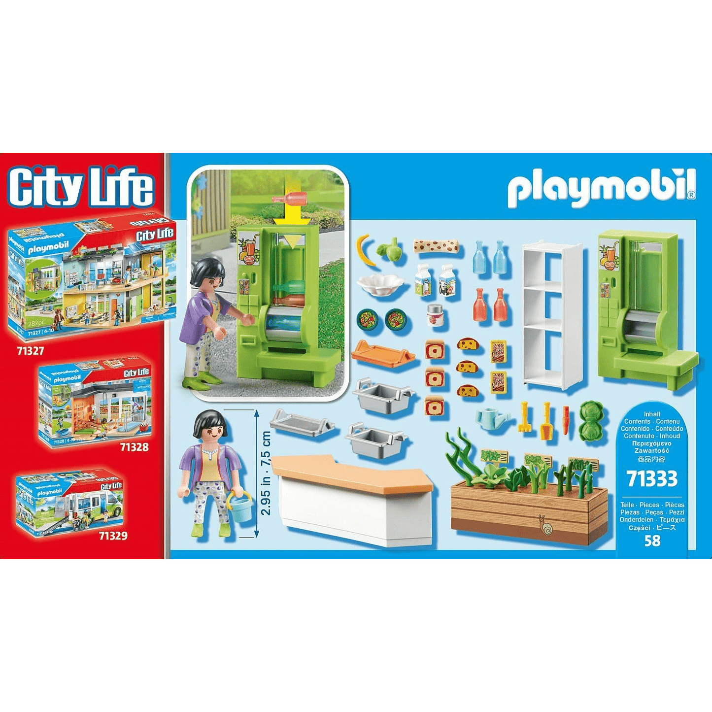 Playmobil 71333 - City Life - Schulkiosk Cafeteria Blumenbeet Flaschenautomat