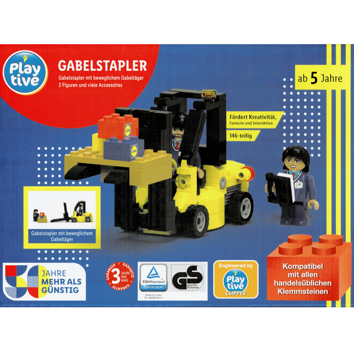 Playtive Clippys - Lidl Filiale - Gabelstapler mit Palette - Klemmbausteine