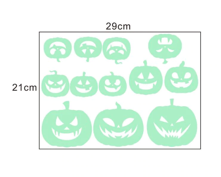 Fenstersticker Set Halloween Geister Kürbis Leuchtend Deko Fenster Wandtattoo