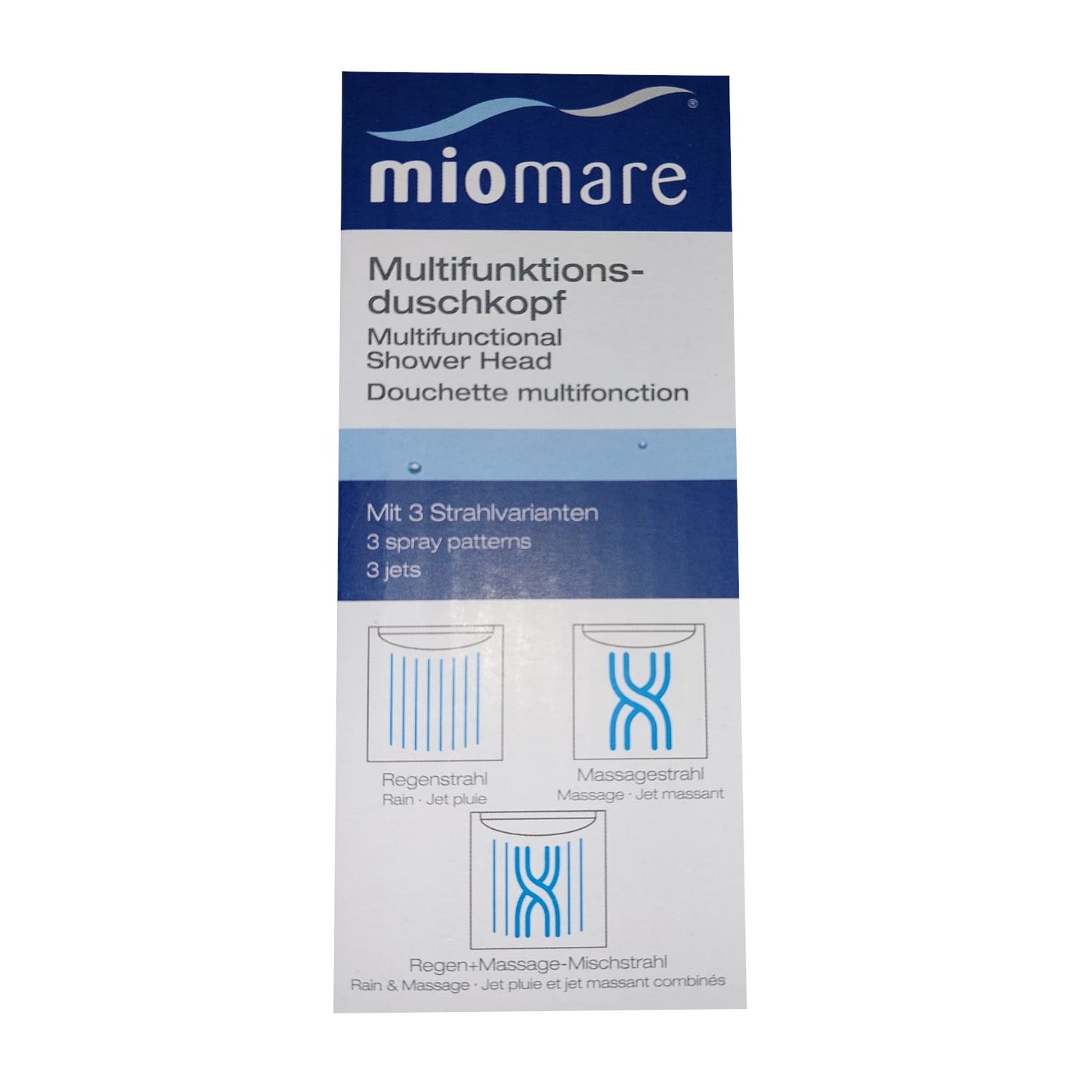 Duschkopf Set Ø 15cm - 3 Strahlvarianten Grau Chrom Kopfbrause Schlauch Miomare®