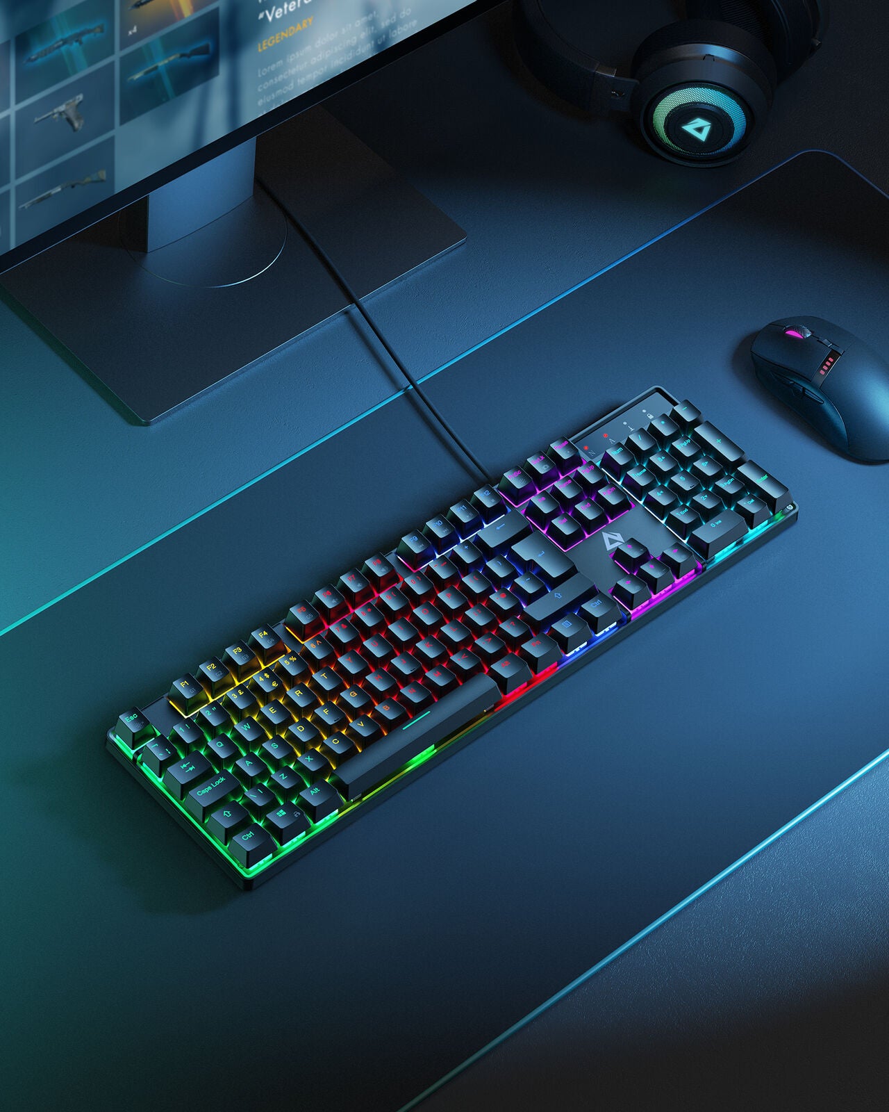 Aukey KM-G16 Gaming-Tastatur Mechanisch Deutsch Farbwechsel RGB