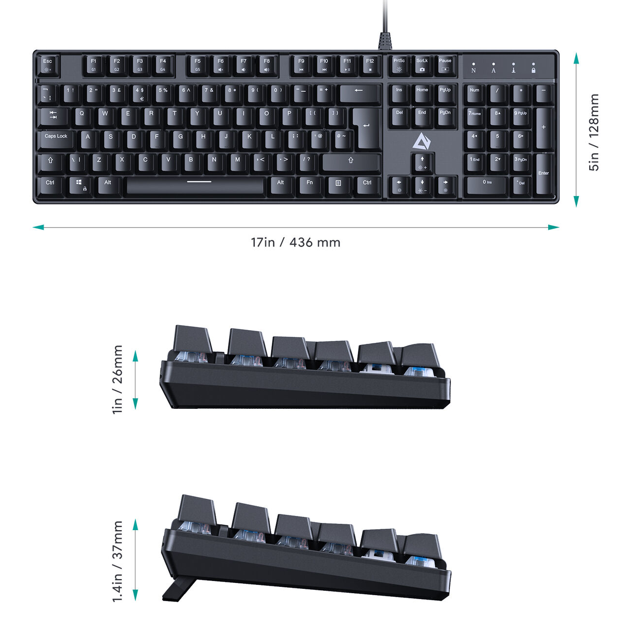 Aukey KM-G16 Gaming-Tastatur Mechanisch Deutsch Farbwechsel RGB