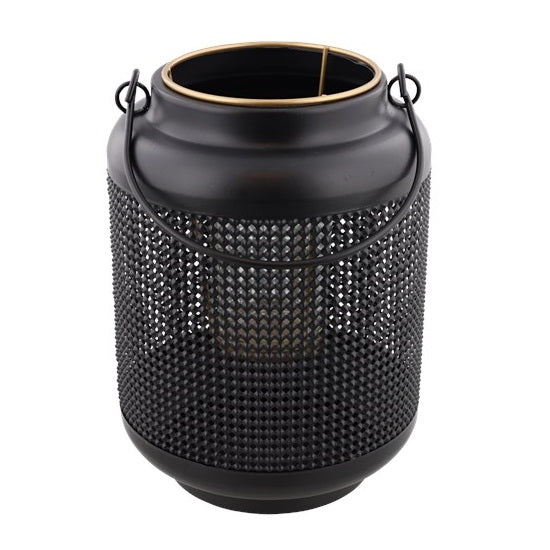 Teelichthalter Laterne 19cm Metall Schwarz Gold Windlicht Deko-Beleuchtung
