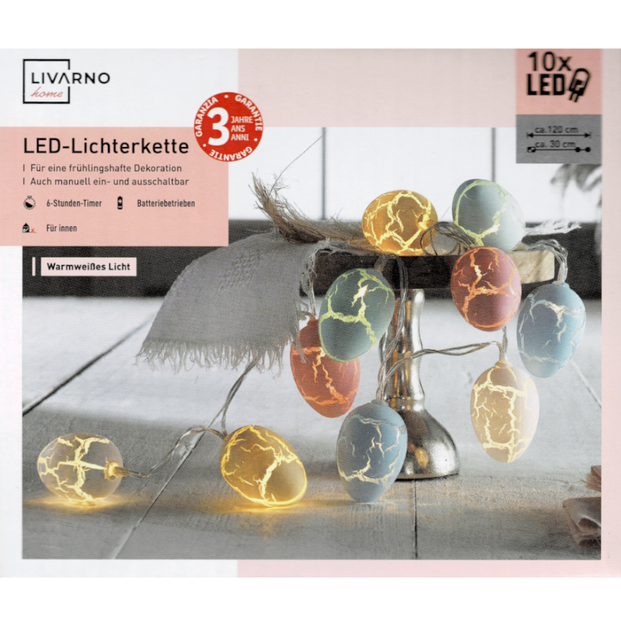 Verpackung von LED-Lichterkette Ostereier Bunt