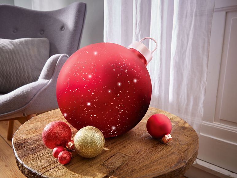 LED Weihnachtskugel aus Glas 23cm Timer Rot Kugelglanz Weihnachtsdeko Melinera®