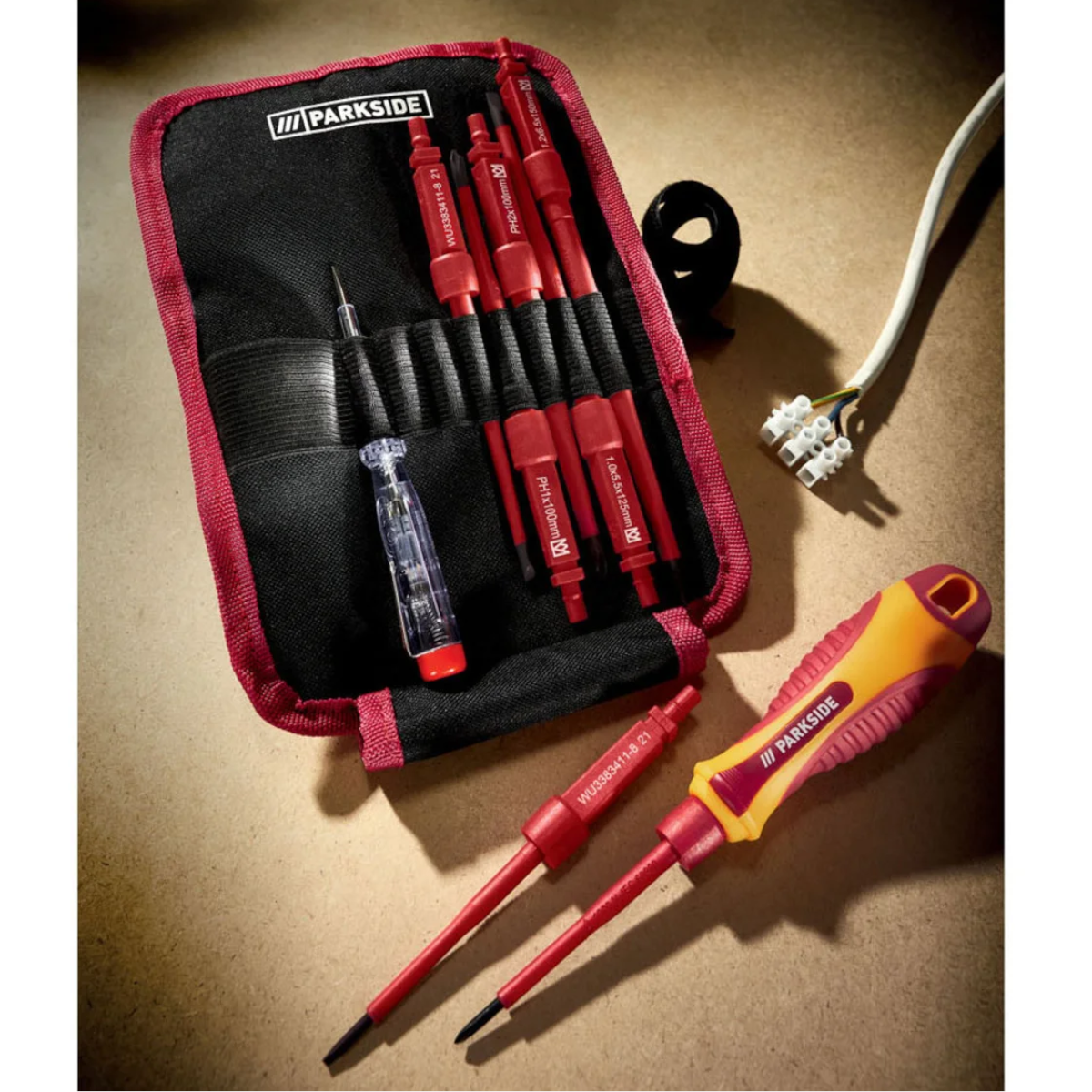 Parkside Elektro Elektriker 9 tlg. Schraubendrehersatz Wechselklingen mit Tasche