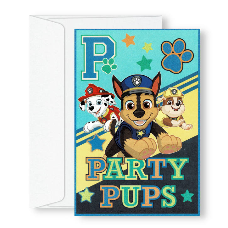 5x Einladungskarten Umschlag Paw Patrol Geburtstag Party Chase Marshall Jungen