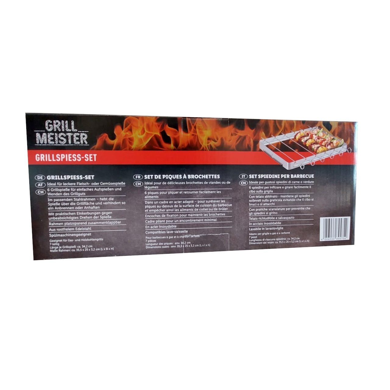 7-tlg. Grillspieße Set mit Rahmen 35,5x25cm Aufsatz Spieße Edelstahl Schaschlik