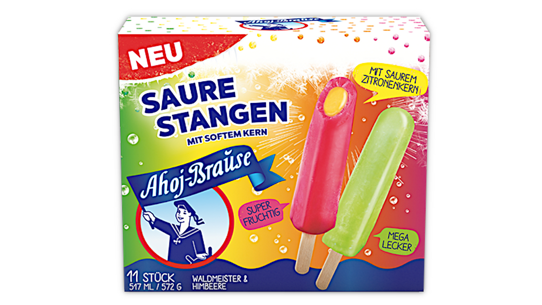 Ahoj-Brause Eis: Saure Stangen mit softem Kern