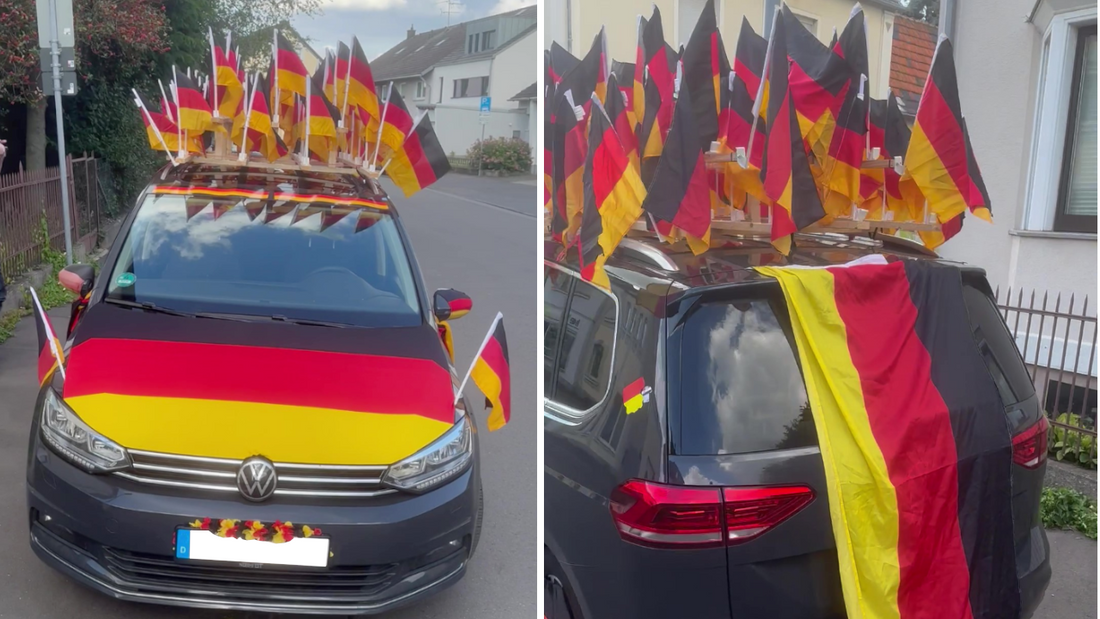 EM 2024: Fan schmückt Auto mit Deutschland Fahnen extrem