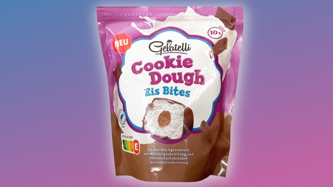 Gelatelli Cookie Dough Eis Bites bei Lidl mit Vanilleeis und Keksteig