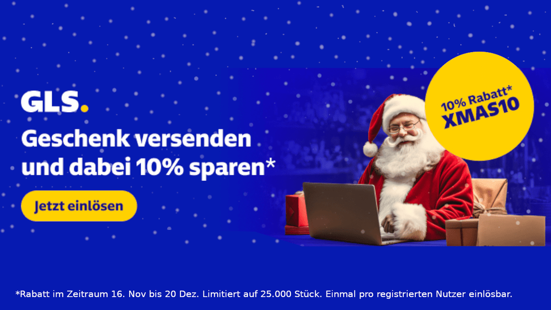 GLS verschenkt 10% Rabatt zu Weihnachten auf Paketpreis
