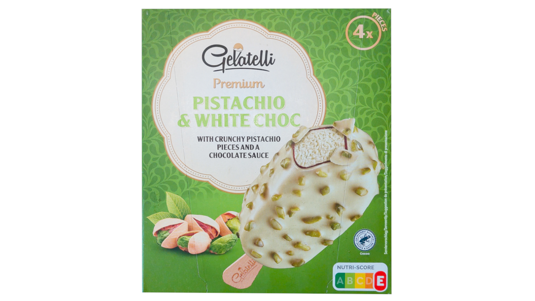 Lidl: Gelatelli Pistazie Eis mit weißer Schokolade