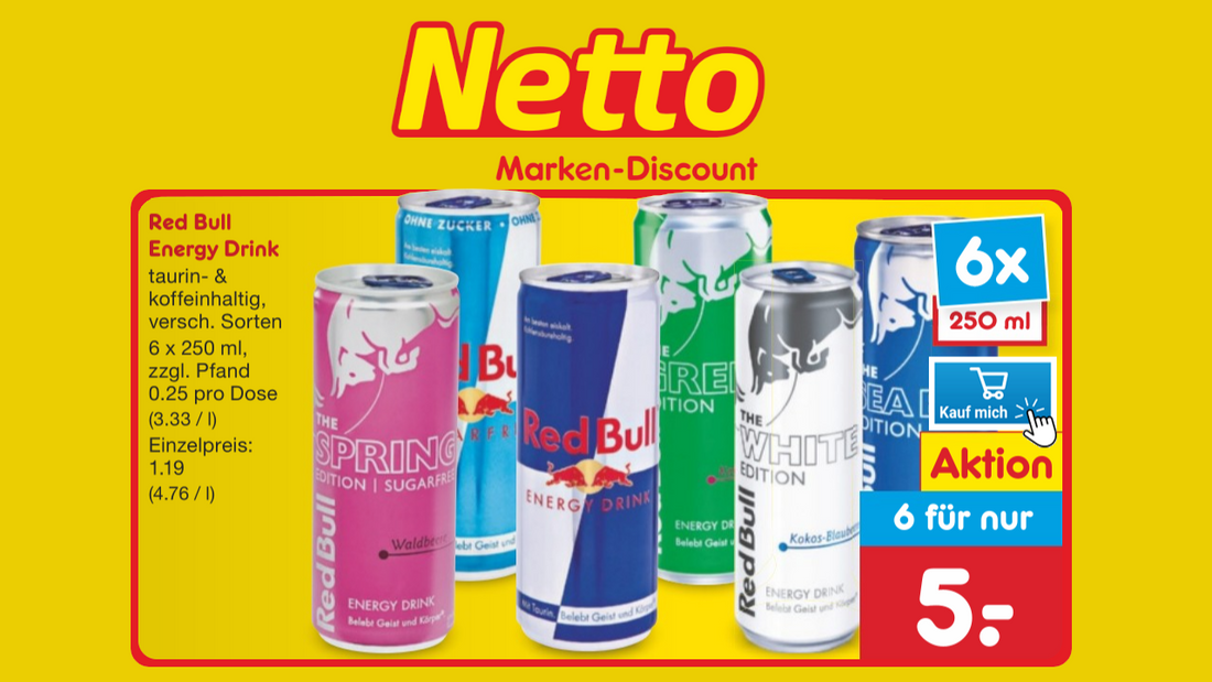 Netto Angebot: Red Bull Energy Drink in Waldbeer zum Kampfpreis!