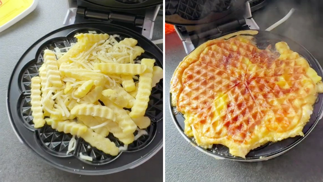 Rezept: Pommes mit Käse aus dem Waffeleisen