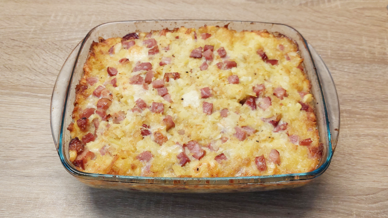 Rezept: Kasseler Auflauf mit Kartoffel Rösti-Ecken Rezept: Kasseler Auflauf mit Kartoffel Rösti-Ecken