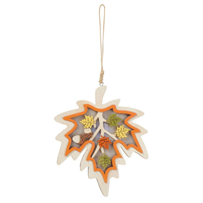 Ahorn Blatt mit LED Herbstdeko Beleuchtung Holz Girlande Fensterdeko Tischdeko