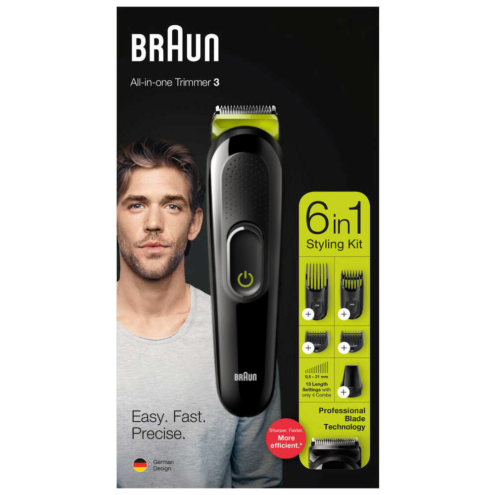 BRAUN MGK3221 6-in-1 Haarschneider, Barttrimmer & Nasenhaartrimmer - Akku