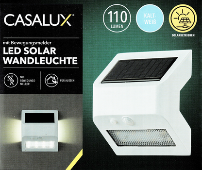 Casalux LED Solar Wandleuchte Außen Bewegungsmelder IP44 Kaltweiß Lampe