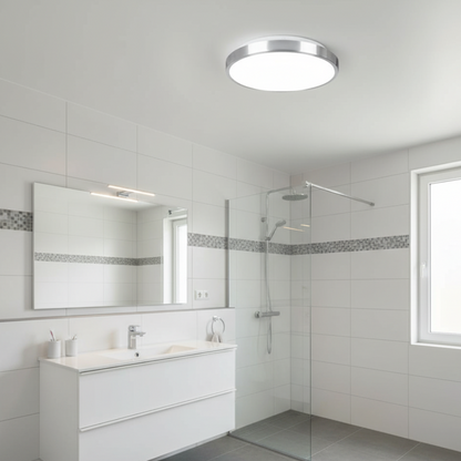 LED Deckenleuchte 28cm rund IP44 Badlampe neutralweiß Aluminium Livarno Lux