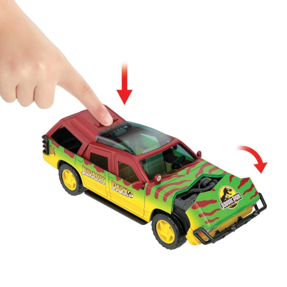 Jurassic World Epic Attack Ford Explorer + Velociraptor Dino mit Licht & Sound