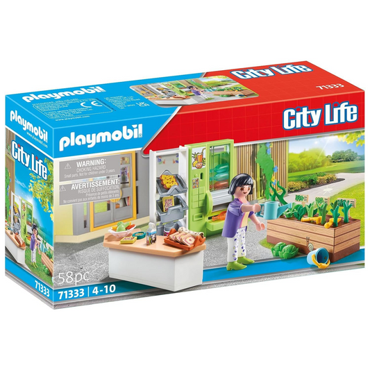 Playmobil 71333 - City Life - Schulkiosk Cafeteria Blumenbeet Flaschenautomat