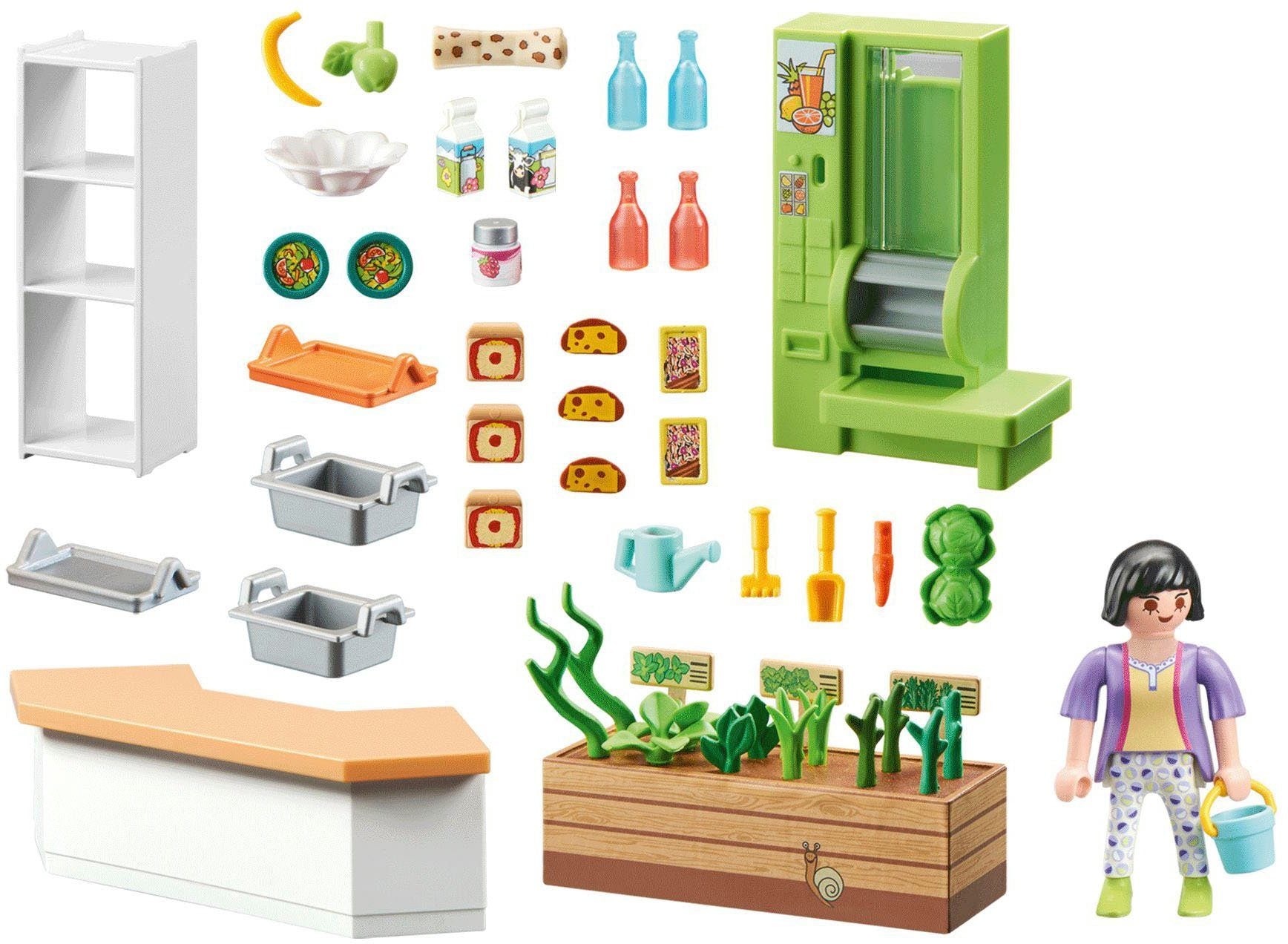 Playmobil 71333 - City Life - Schulkiosk Cafeteria Blumenbeet Flaschenautomat