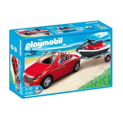 Playmobil 5133 - Roadster mit Jetski - Cabrio Rot Strand Urlaub