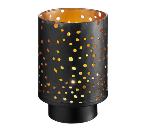 Kerzenhalter Laterne Metall 12.5 cm Schwarz Gold Kerzenständer Teelicht Deko