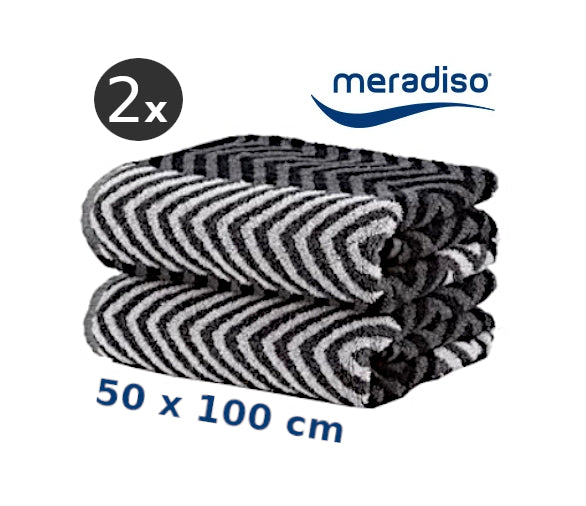 2er Handtuch 50x100cm flauschig Baumwolle Grau Welle Geometrisch Meradiso®