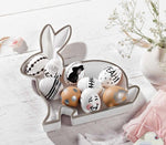 Dekoschale Hase Tablett Holz 24x29x3cm Weiß Osterdeko Tischdeko Melinera®