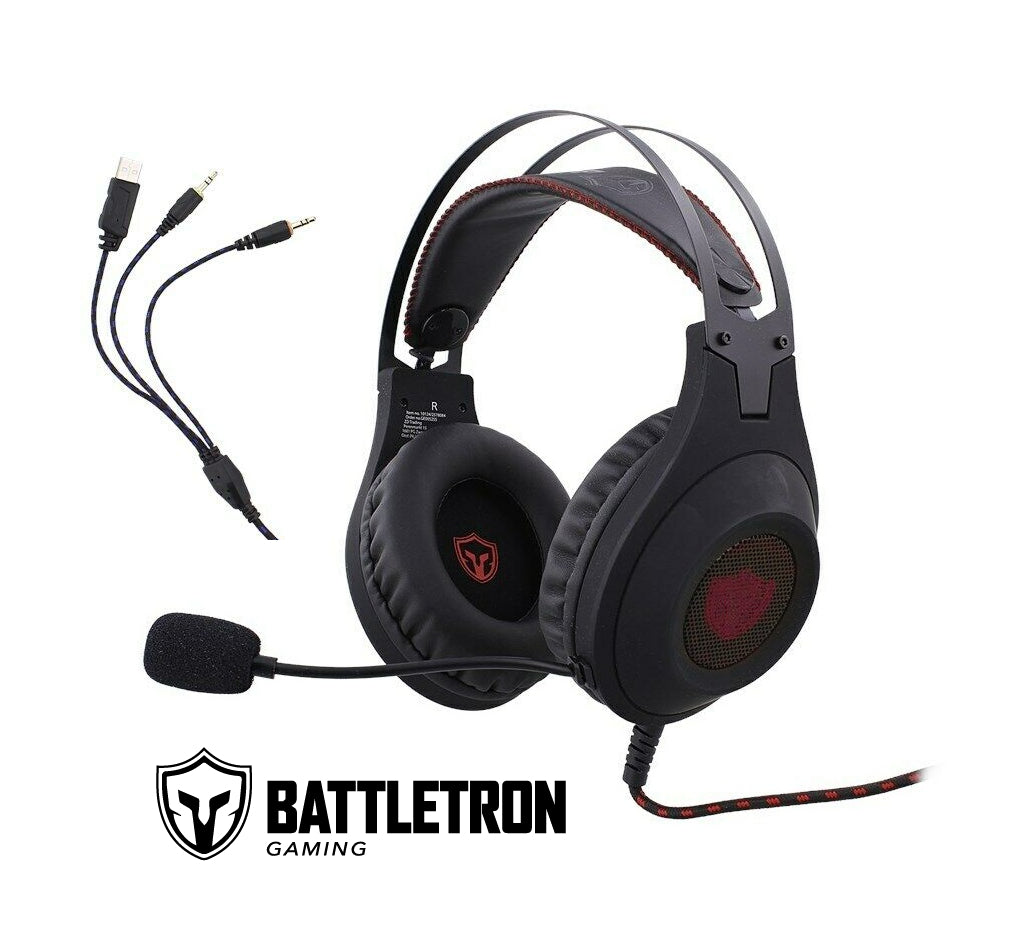 Gaming Headset Stereo 3.5mm LED Kopfhörer Rot für Multiplattform Battletron® - LeakBuy