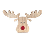 Holzfigur Rudolf Rentier roter Nase 10cm Aufsteller Tischdeko Weihnachten Deko