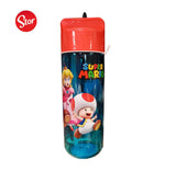 Super Mario Trinkflasche Blau Nintendo 540 ml Ein-/Ausklappbar Trinkhalm