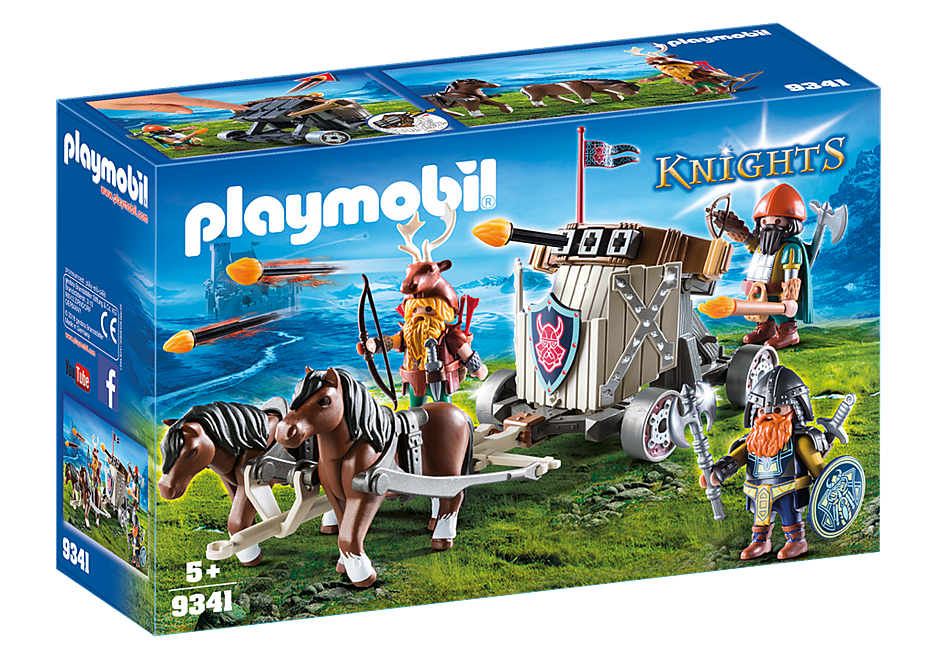 Playmobil 9341 - Knights - Ponygespann mit Zwergenballiste - Wikinger Ritter