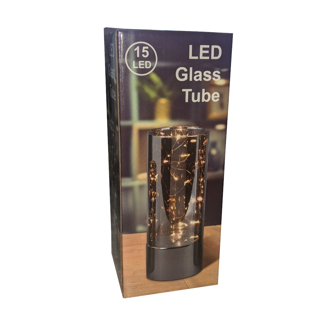 LED Windlicht mit Spiegeleffekt Glaslampe Tischdeko Silber Draht-Lichterkette
