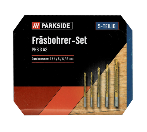 5-teilig Fräsbohrer Set Ø 4-8 mm Titanbeschichteter HSS-Stahl Fräser Parkside®