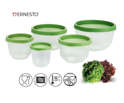 5-teilig Frischhaltedosen Set 1,5L Grün Rund Vorratsdose Salatschüssel Ernesto®