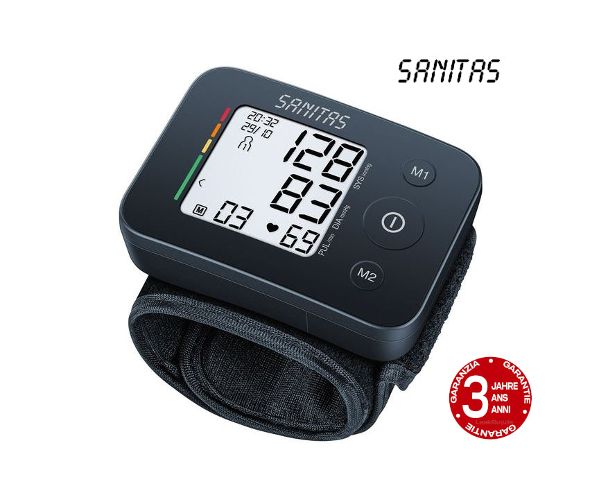 SANITAS Handgelenk Blutdruckmessgerät SBC 30 Schwarz Automatische Pulsmessung