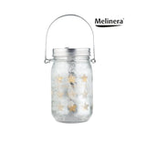 LED Windlicht aus Glas Sterne Silber Batterie Weihnachtsdeko Dekoglas Melinera®