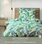2-teilig Renforcé Bettwäsche 135x200 cm Grün Tropical Blätter Maraone